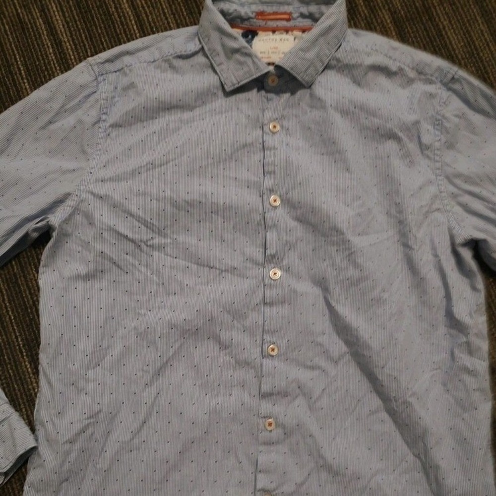 Cactus Man Button Down‎ Shirt Womens L Blue Striped Slim Fit Long Sleeve Exc